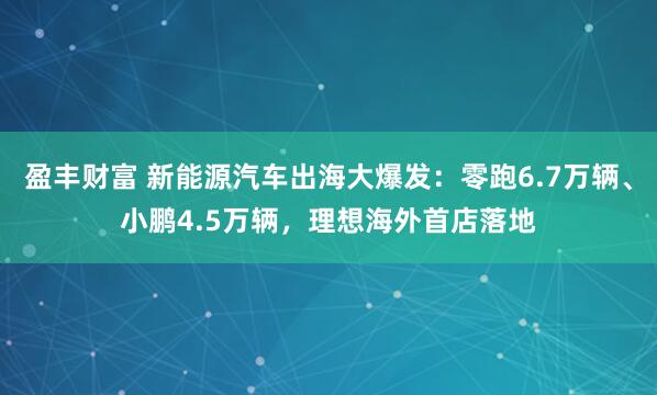 盈丰财富 新能源汽车出海大爆发：零跑6.7万辆、小鹏4.5万辆，理想海外首店落地